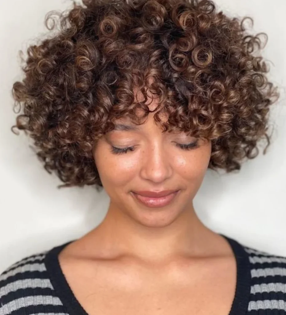 Curly Bob with Bangs