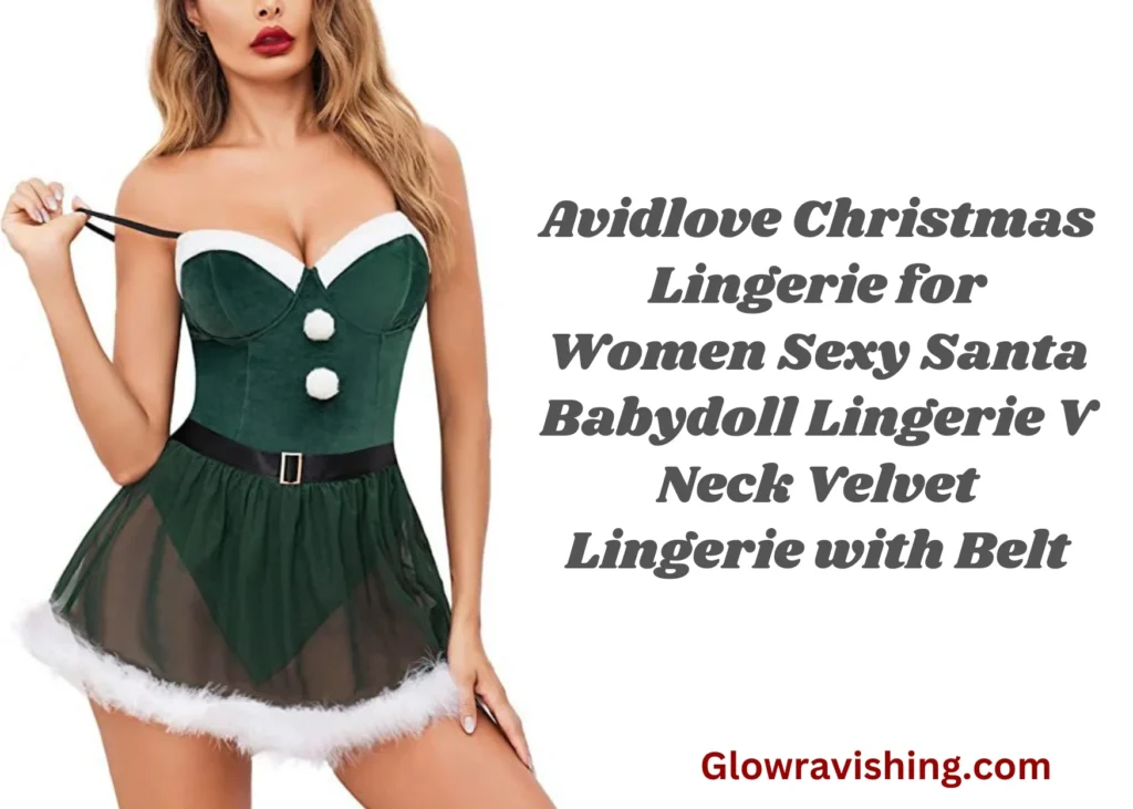 Avidlove Christmas Lingerie for Women Sexy Santa Babydoll Lingerie V Neck Velvet Lingerie with Belt