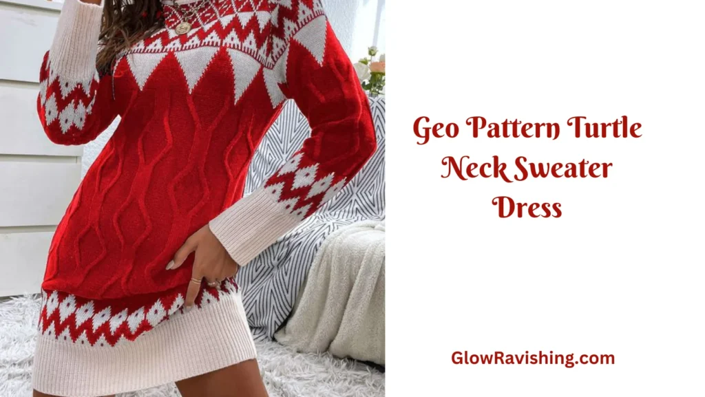 Geo Pattern Turtle Neck Sweater Dress