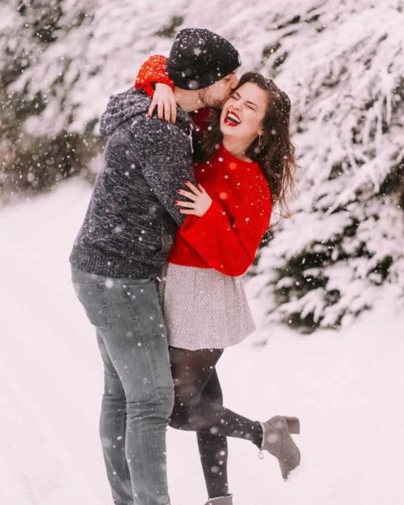 Winter Wonderland White Christmas Couple Outfits